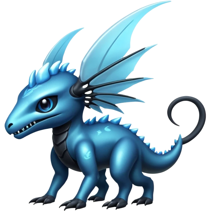 Shiny Dark Edgy  Inteleon-Amaura-Fakémon-hybrid-creature (full body)  emoji