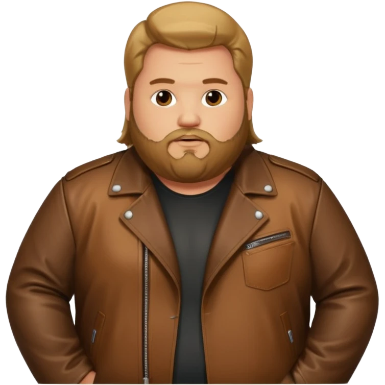 Long hair obese men with beard in leather jacket emoji
