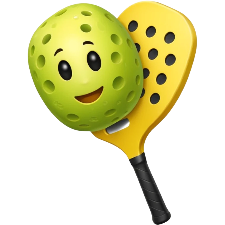 pickleball emoji, simple, bright, yellow paddle, green ball emoji