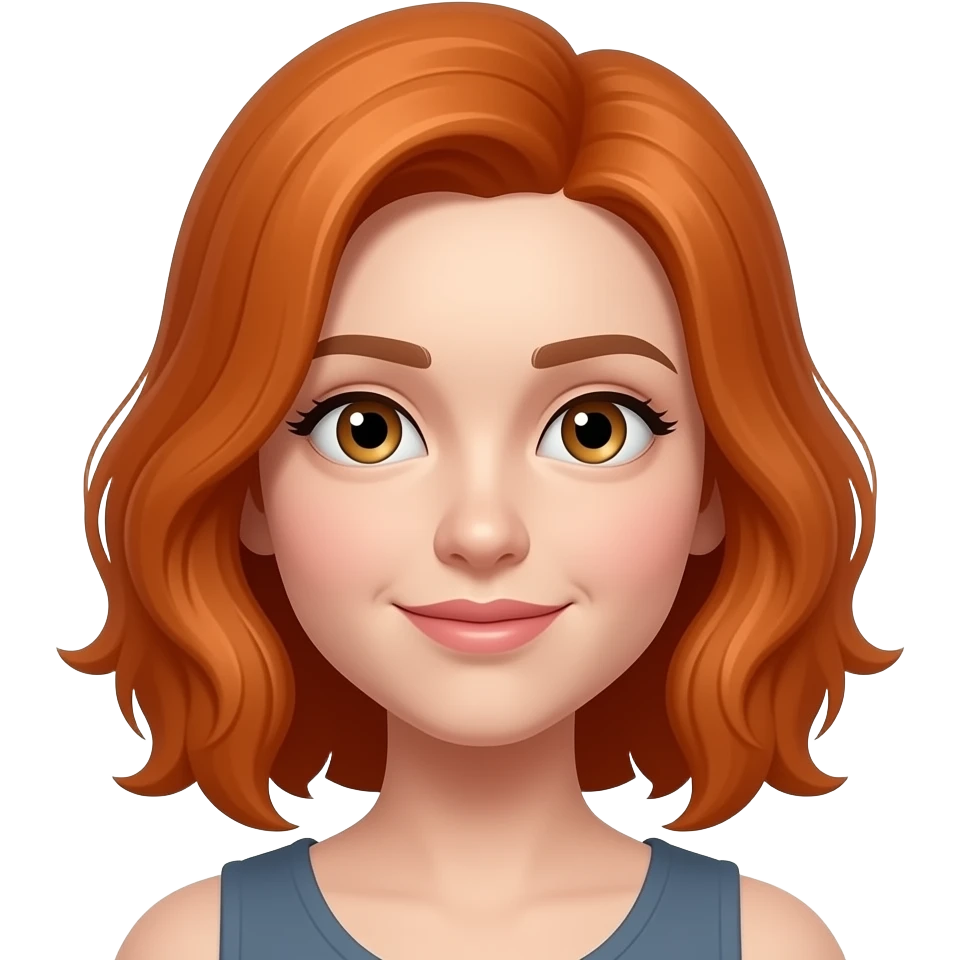 Asi pero con pelo cm rojizo naranja emoji