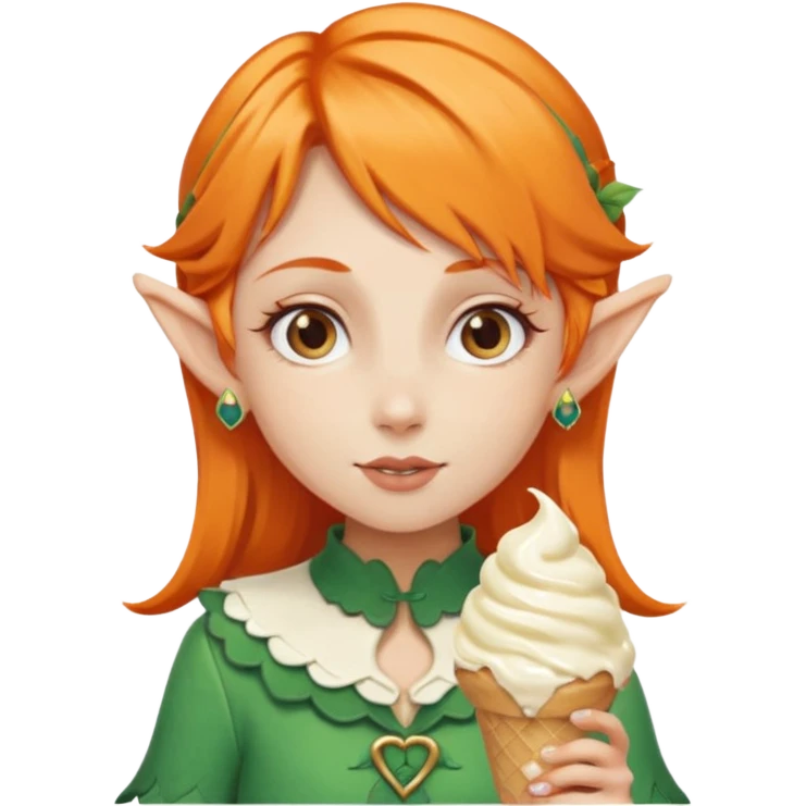 
a girl elf in orange hair with vanilla ice cream




 emoji