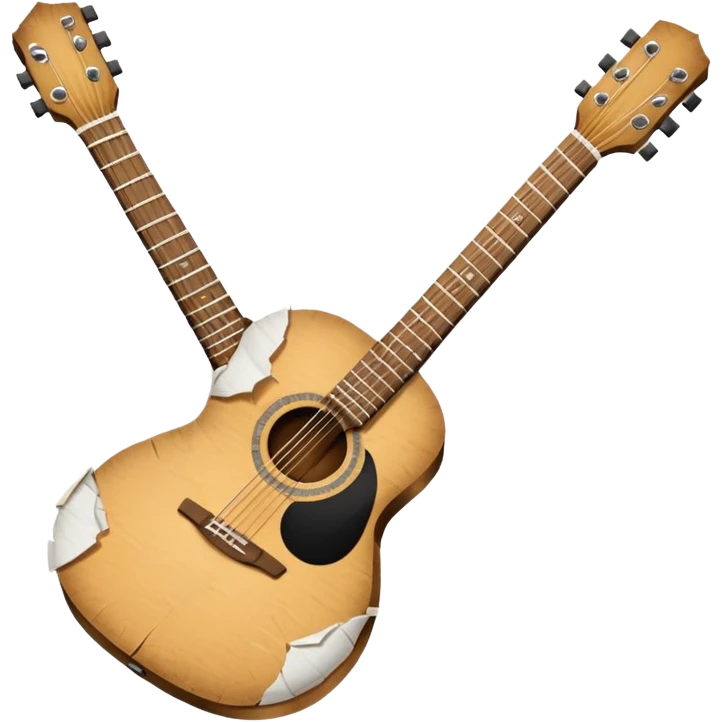 paper acoustic guitar with white paper tears & rips across it emoji