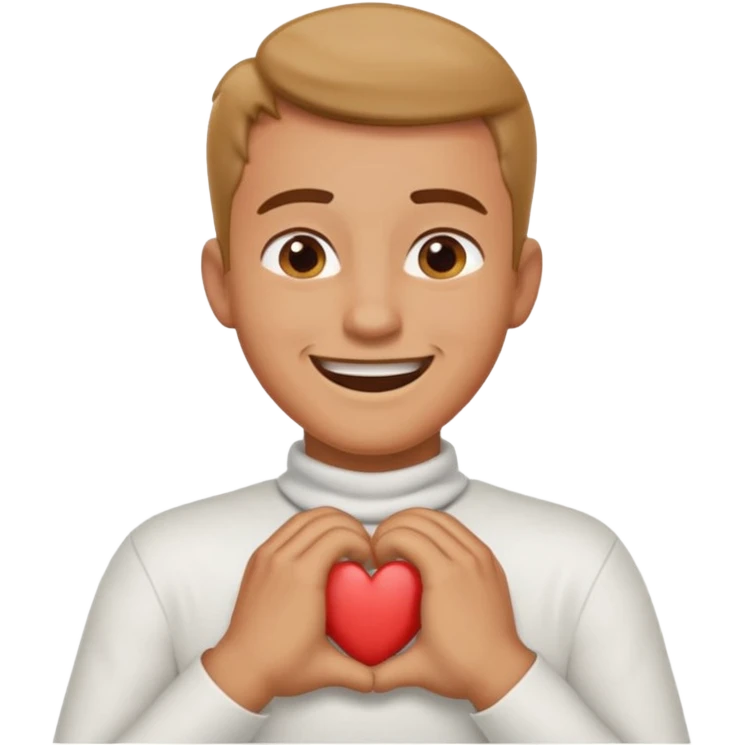 Man with hands gripped around neck crossed like he is choking while smiling emoji