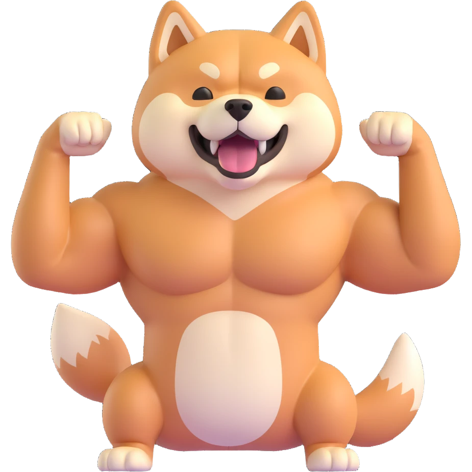 shiba inu showing muscles emoji