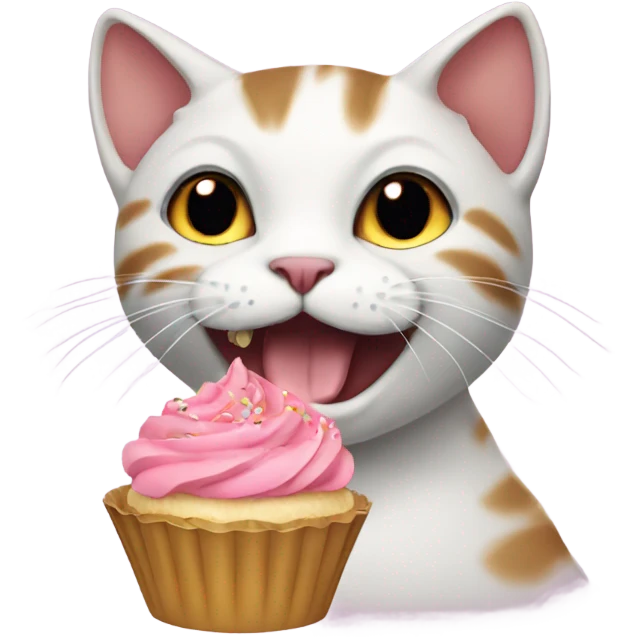 Cat eating cupcake emoji