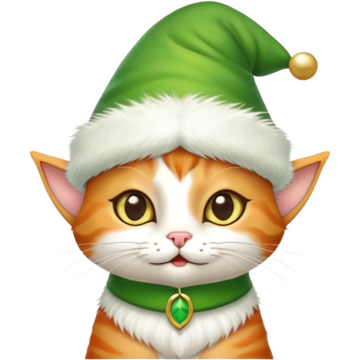 Cat wearing a elf hat emoji