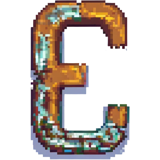pixel art stylized letter C with email theme emoji