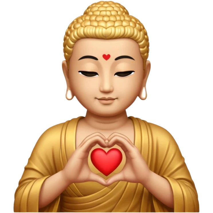 Buddha makes a heart shape with his hands. emoji