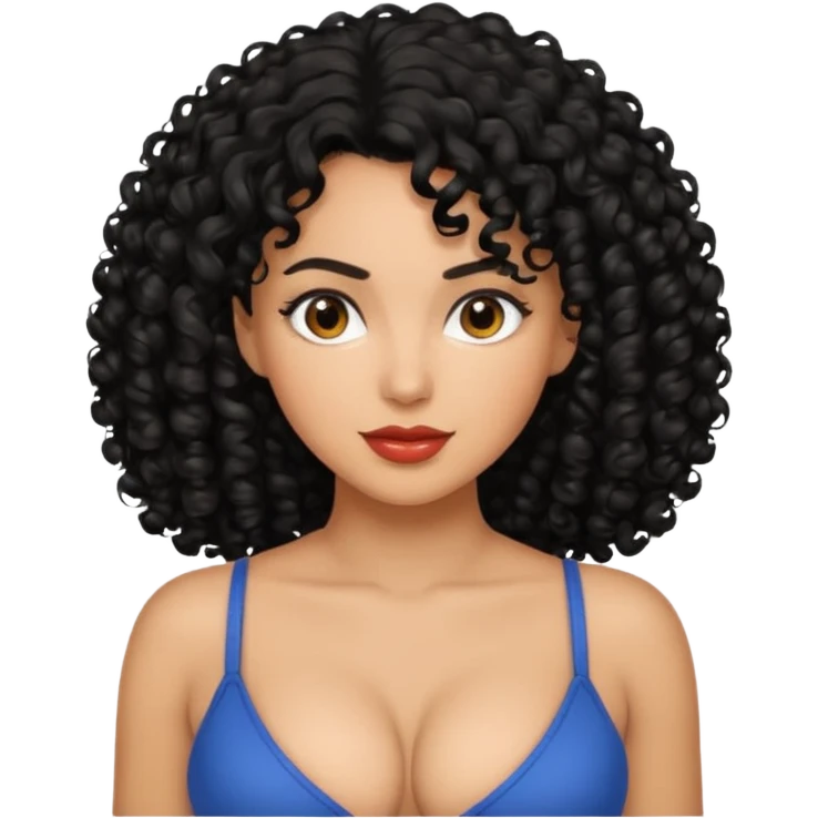 Female black curly hair showing boobs emoji
