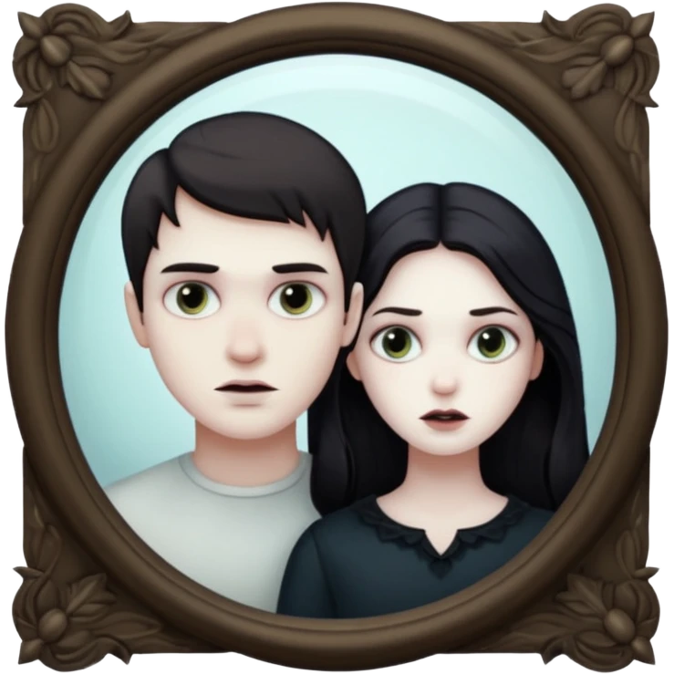 Spooky Man in mirror behind woman emoji