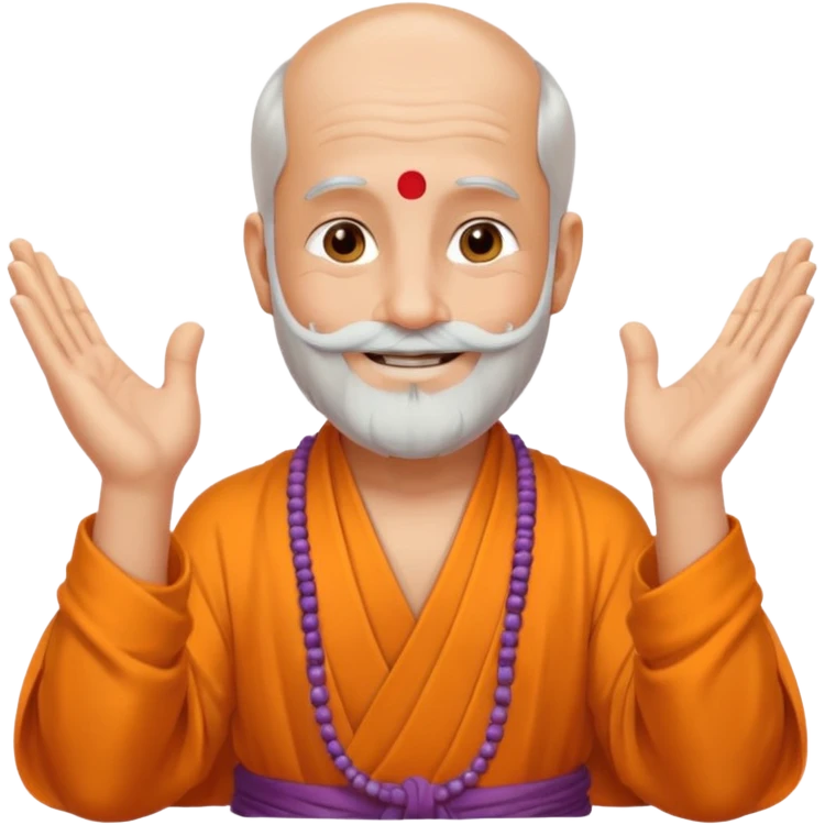 Yogi ji, smiling face, hands in namaste, white beard emoji