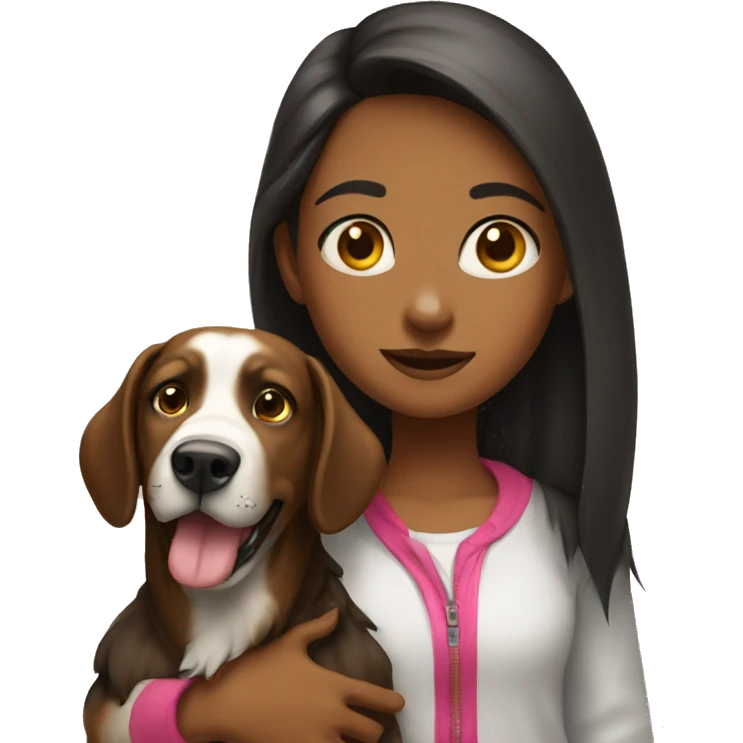 Girl with big dog emoji