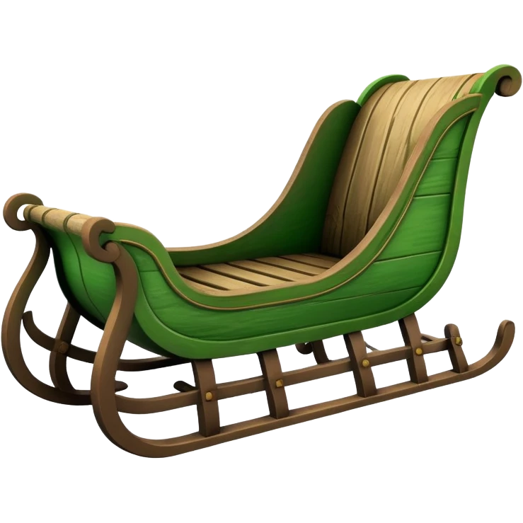 wooden sleigh with green accents emoji