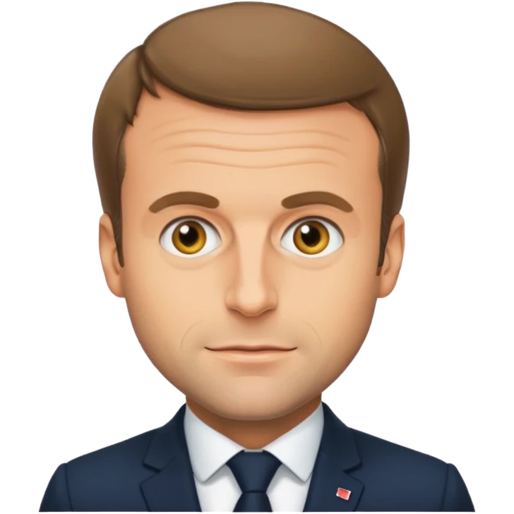 Emmanuel Macron, French president, emoji style portrait emoji
