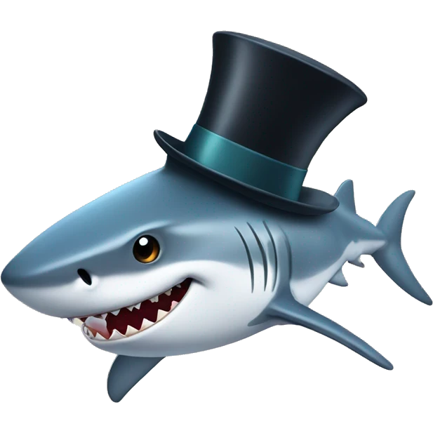 Shark with a top hat emoji