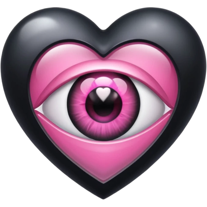 A black heart crystal with a pink eye in the center emoji