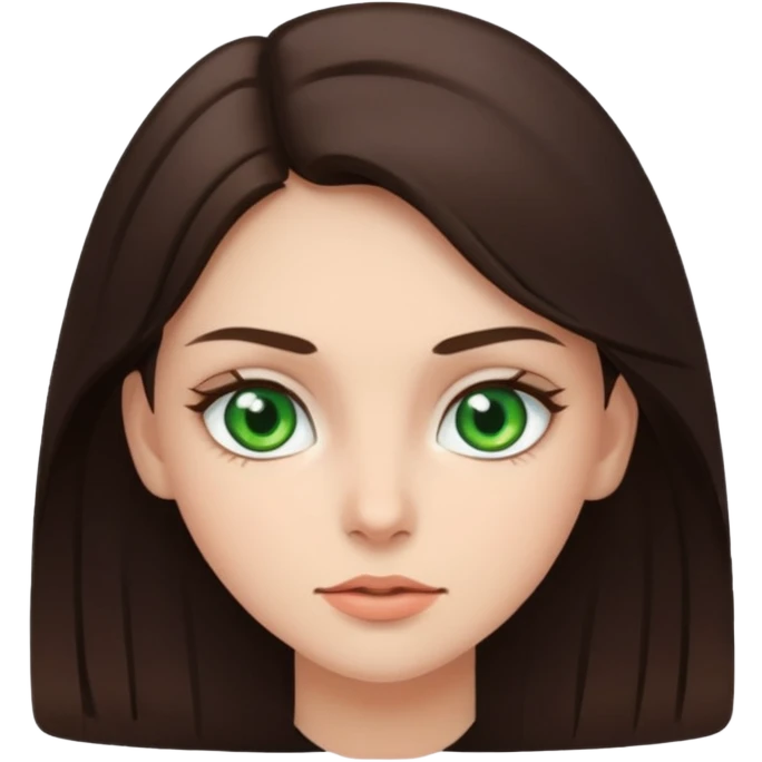 brunette girl with green eyes, simple and expressive face emoji