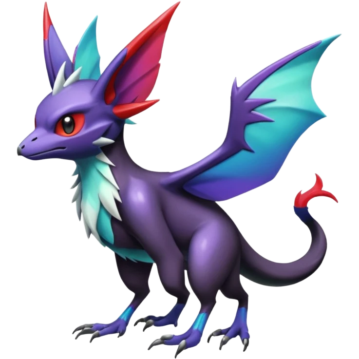 Shiny Noibat-Noivern-Mightyena-Silvally-Fakémon-hybrid-creature (full body)  emoji
