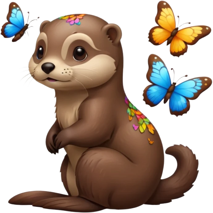 otter with butterflies having an idea emoji