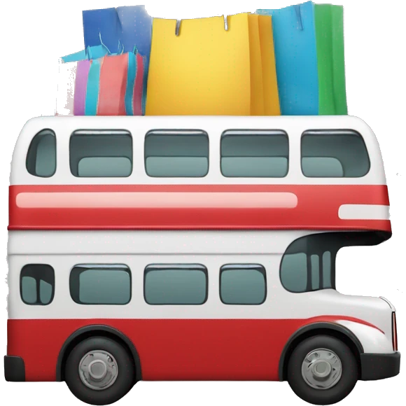double decker bus holding shopping bags emoji