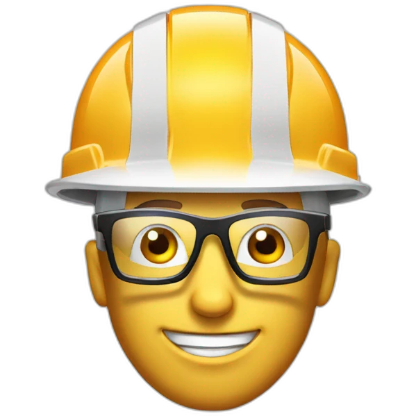 construction white hard hat helmet, glasses emoji