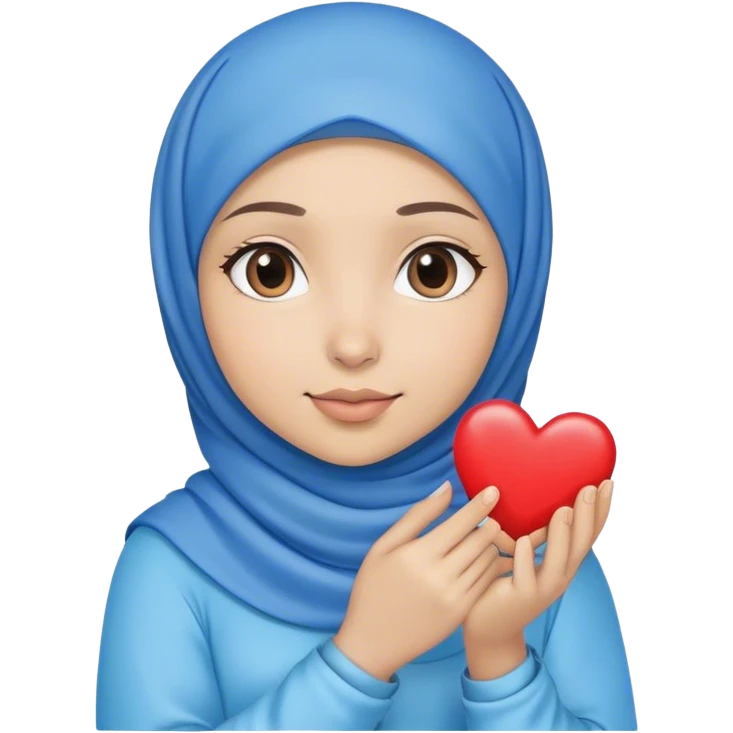 Turkish beautiful finish Konya girl blue with hijab and hold heart in her hand  emoji