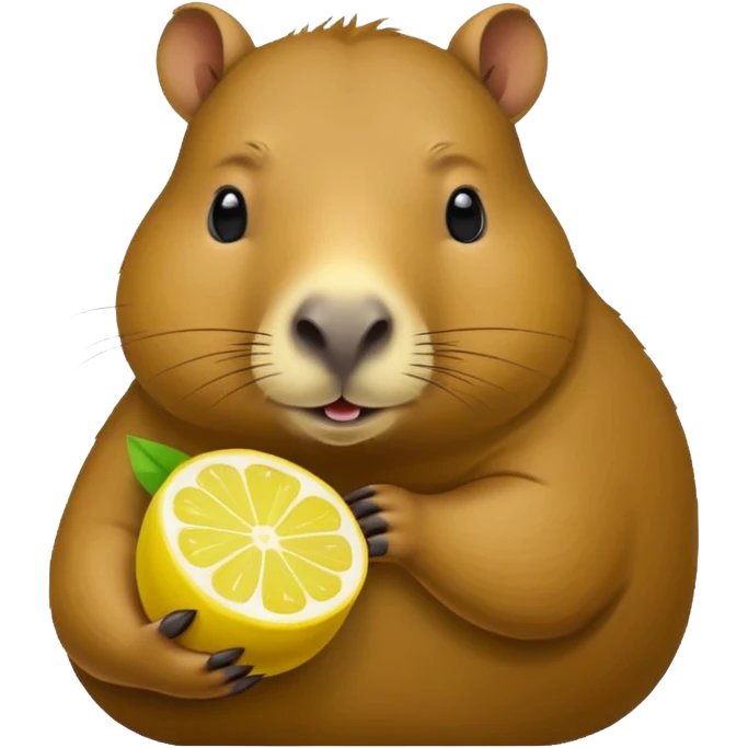 Capybara  holding  lemon emoji