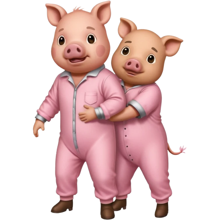 A pig in a prison jumpsuit getting humped by a larger hog emoji