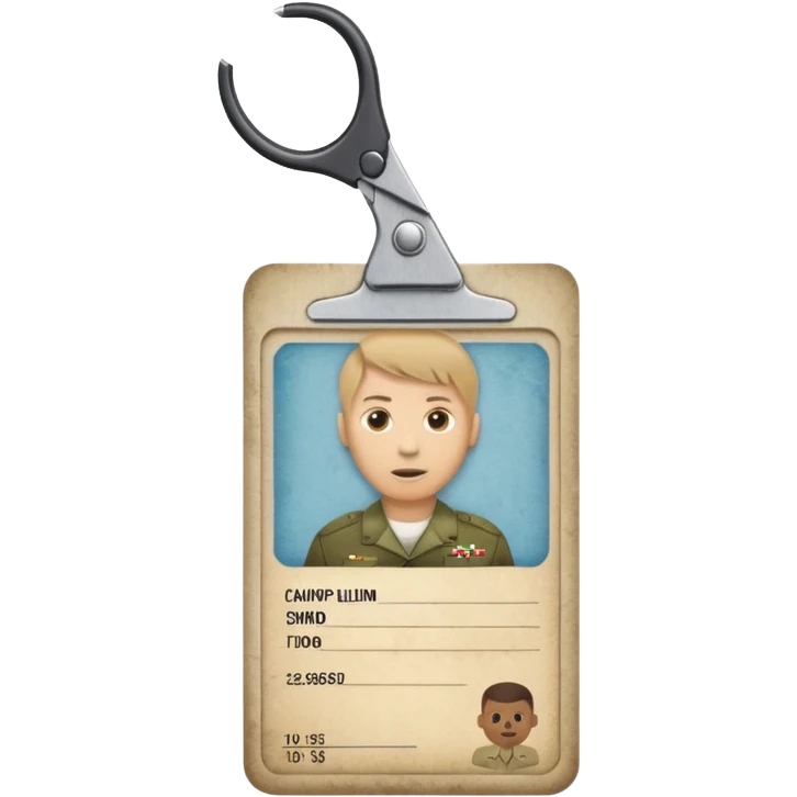 Scissors cutting military ID card front view emoji