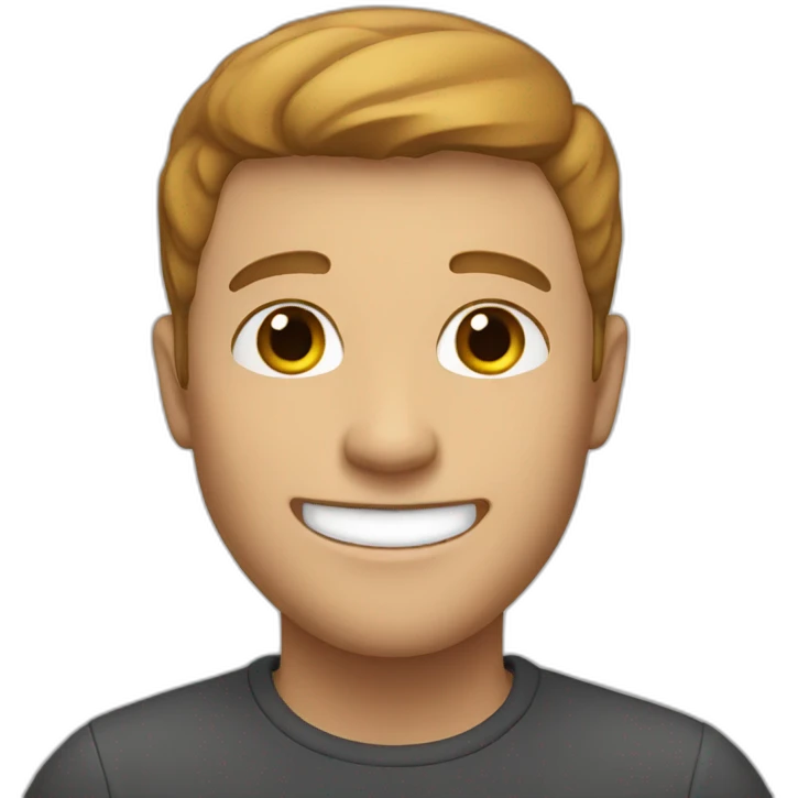 White man with brown short hair and big smile emoji