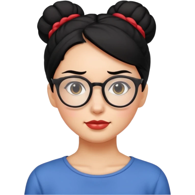 woman with black hair bun and glasses emoji