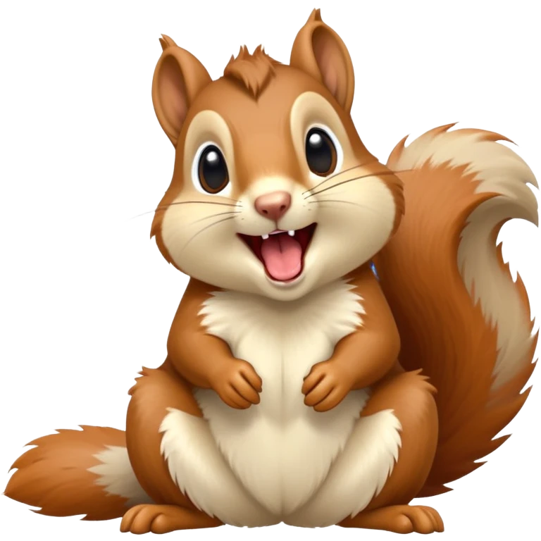 cinematic-cute-yawning squirrel-portrait-emoji,-head-tilted-playfully-and-inquisitively,-featuring-a-fluffy,-vibrant-auburn-fur-with-a-delicate-cream-belly-and-a-bushy-tail,wide-open yawn, revealing a soft grey  -round,-sparkling-eyes-filled-with-curious-mischief, emoji