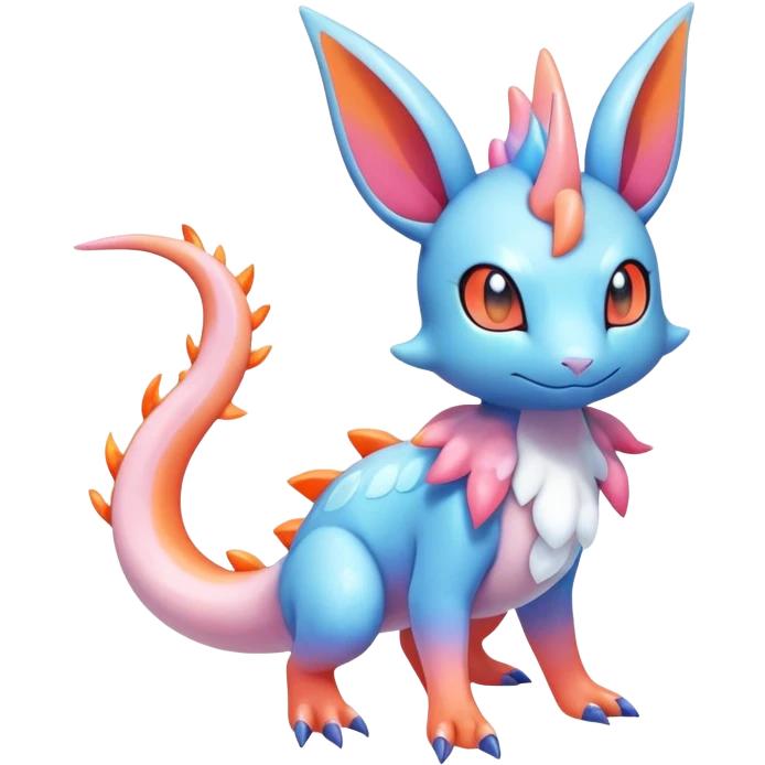 Colorful Shiny Exotic Amaura-Salandit-Aurorus-Sylveon-Fakémon-hybrid-creature (full body)  emoji