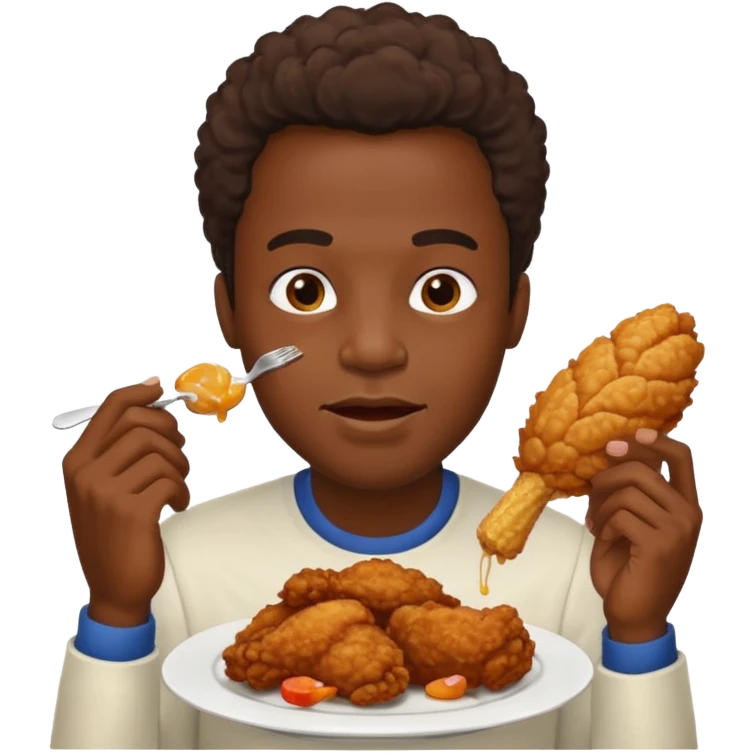 black man eating fried chicken emoji