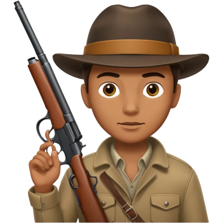male hunter holding a gun, simple, clear expression emoji