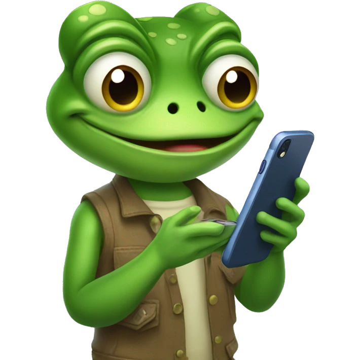 boy frog with phone in hands emoji