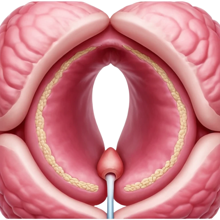 Un primer plano extremo, microscópico, de la unión sexual. Detalles anatómicos explícitos. Un pene erecto, con venas prominentes y la glande rosada, penetrando una vagina. Los labios mayores y menores de la vagina son visibles, estirados alrededor del eje del pene. emoji