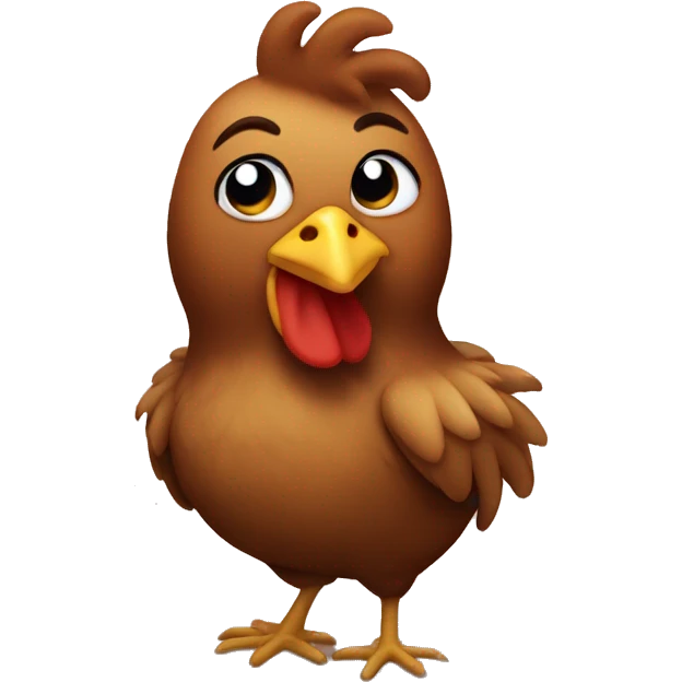 Chicken with brown hair emoji