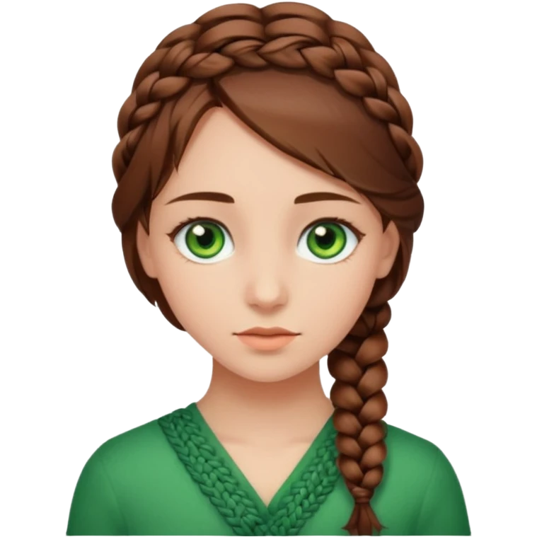 D’une fille au yeux vert avec les cheveux marron mode tresse collée et voilà  emoji