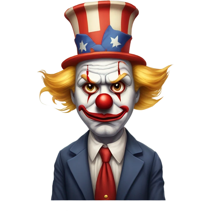 President Donald trump as a sad and angry clown  emoji