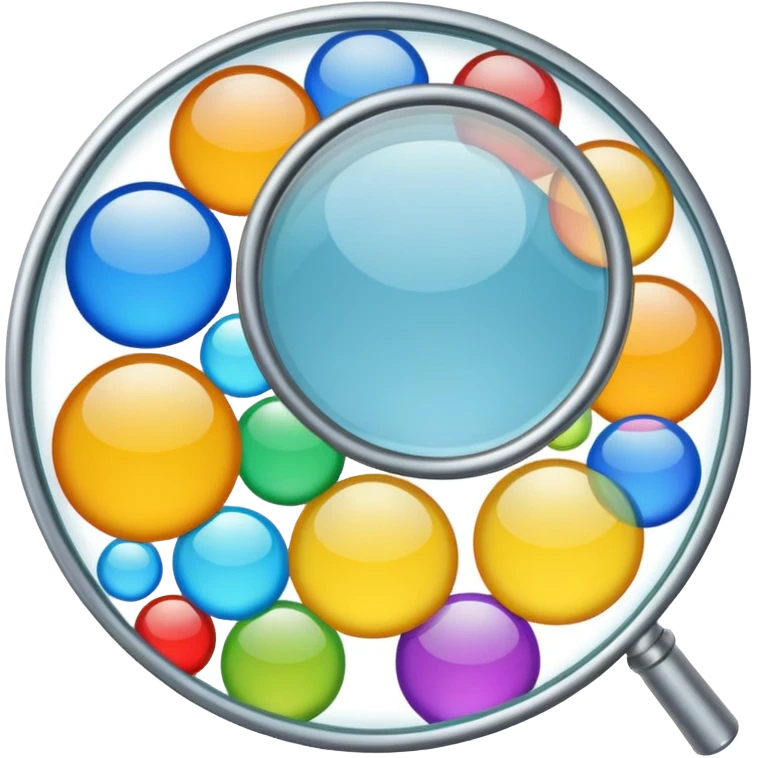 genera una lupa que este apuntando a solo 1 nicho dentro de varios nichos que hay en el mercado (HACIENDO QUE EN LA LUPA ESTE EL MAS IMPORTANTE) LA LUPA DEBE SER UNA LUPA REAL QUE ESTE VIENDO A VARIOS CIRCULOS DE DIFERENTES COLORES emoji