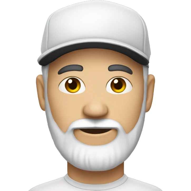Man in his 40s with white cap hat, with long 2 color black and white beard emoji