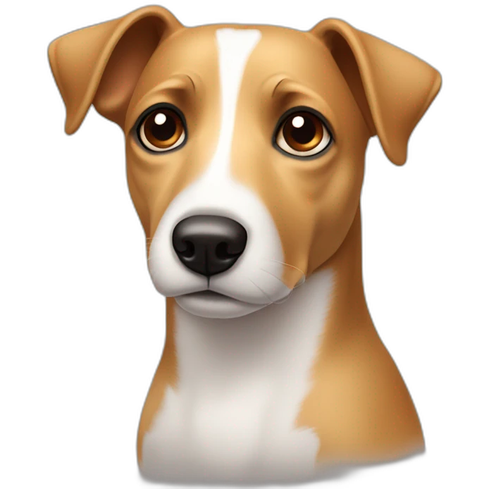 tan Jack Russel head frowning facing right with eyes looking at you from the corner of their eye emoji
