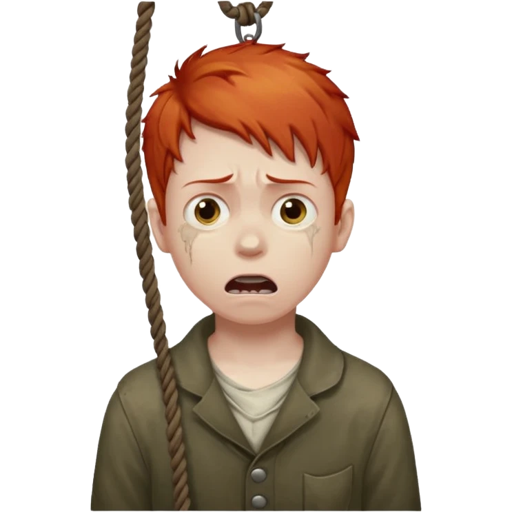 red headed boy hanging by his neck from a noose emoji