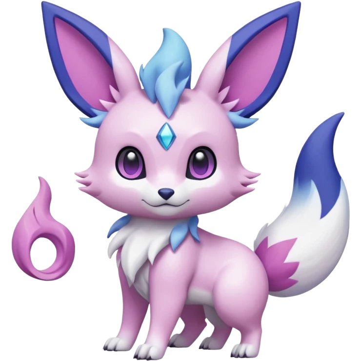 Frosty Albino Shiny Pastel White with Violet and Indigo and pink markings Eevee-Liepard-Zangoose-Pokémon-Digimon-Fakémon-fusion-hybrid-creature emoji