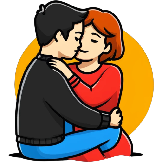 couple hugging romantically emoji
