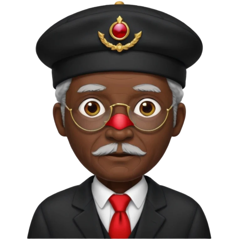 black suited old man with red fes hat and eye pach emoji