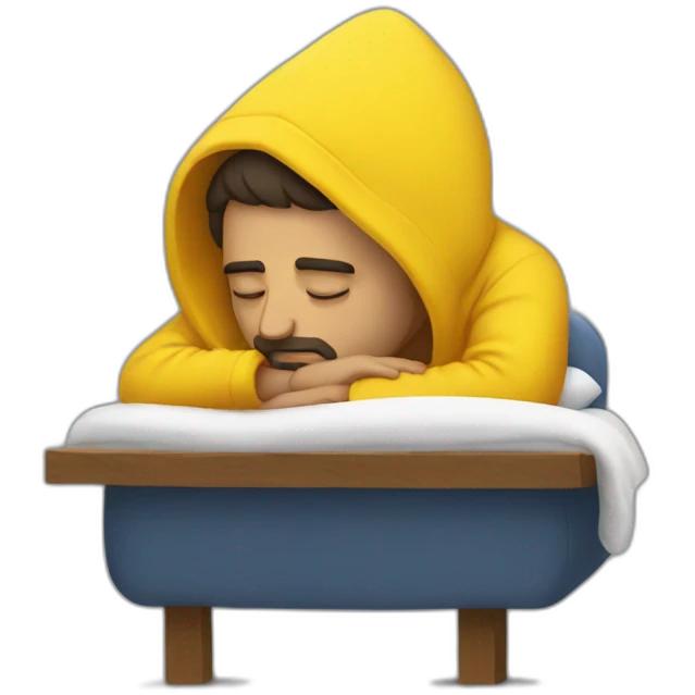Armenian men  with yellow hoodie sleeping emoji