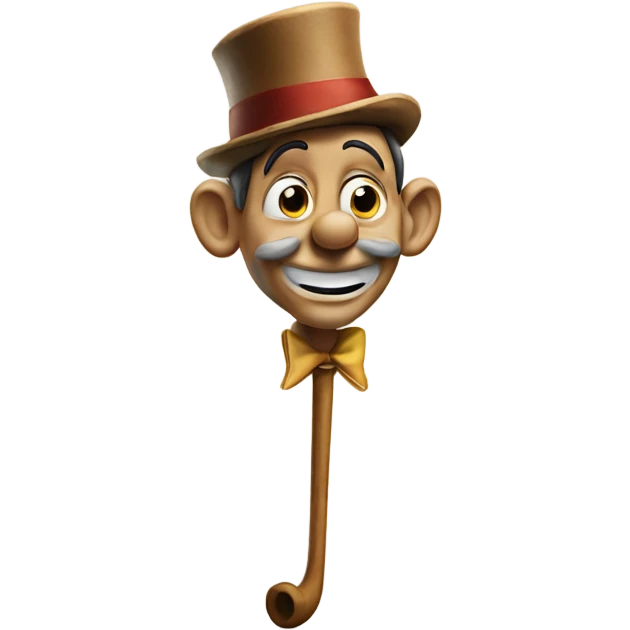 Pinocchio with a stick like long nose that comes out from his face emoji