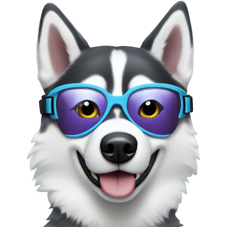 Husky dog wearing snow goggles emoji